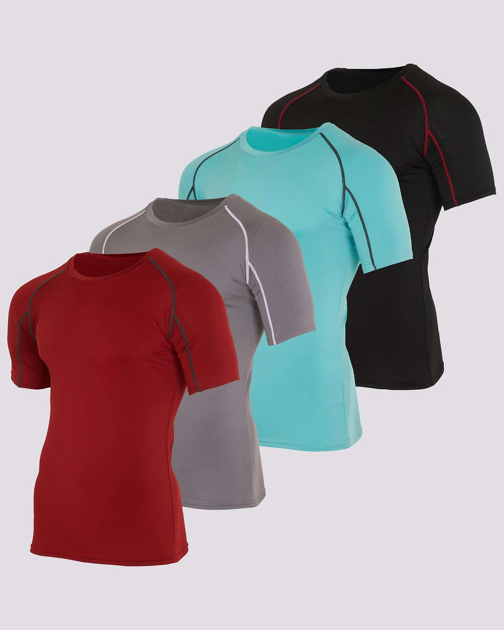 4 Pack: Mens Short Sleeve Compression Shirt
