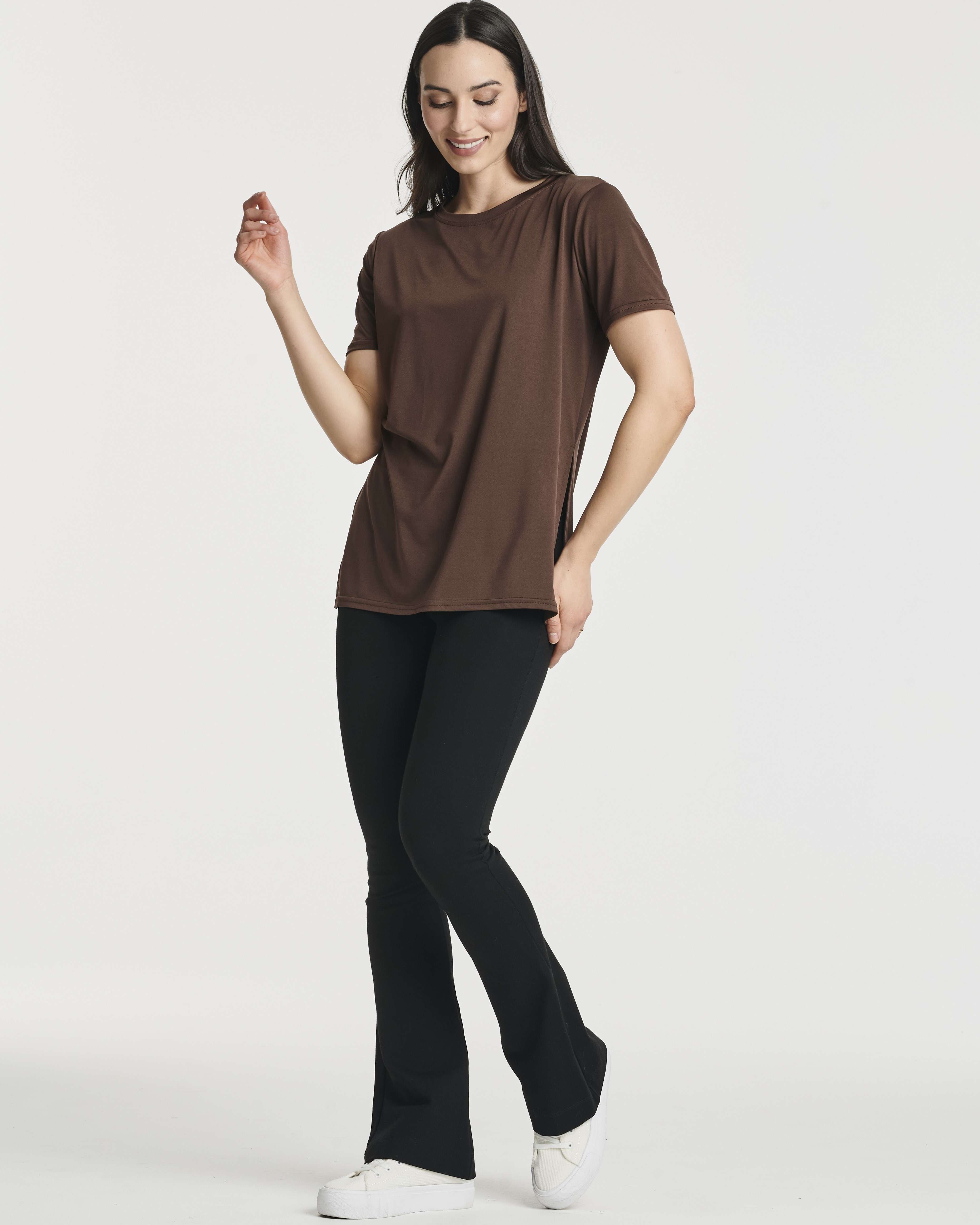 5 Pack: Women's Short Sleeve Crew Relaxed Yoga Top (Available in Plus Size)