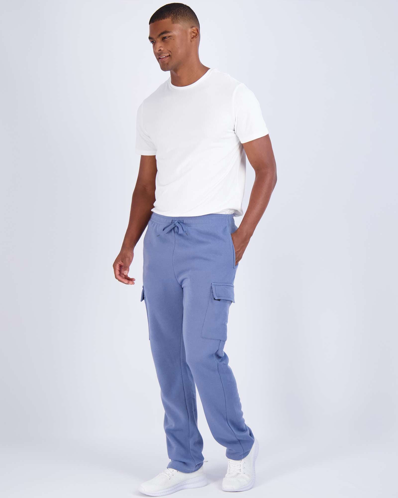 3 Pack: Mens Fleece Cargo Open Bottom Sweatpants