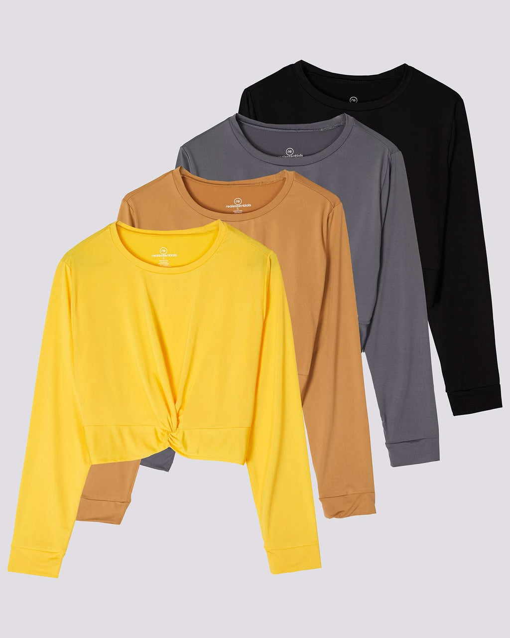 4 Pack: Women's Long-Sleeve Twist Front T-Shirt (Available in Plus Size)