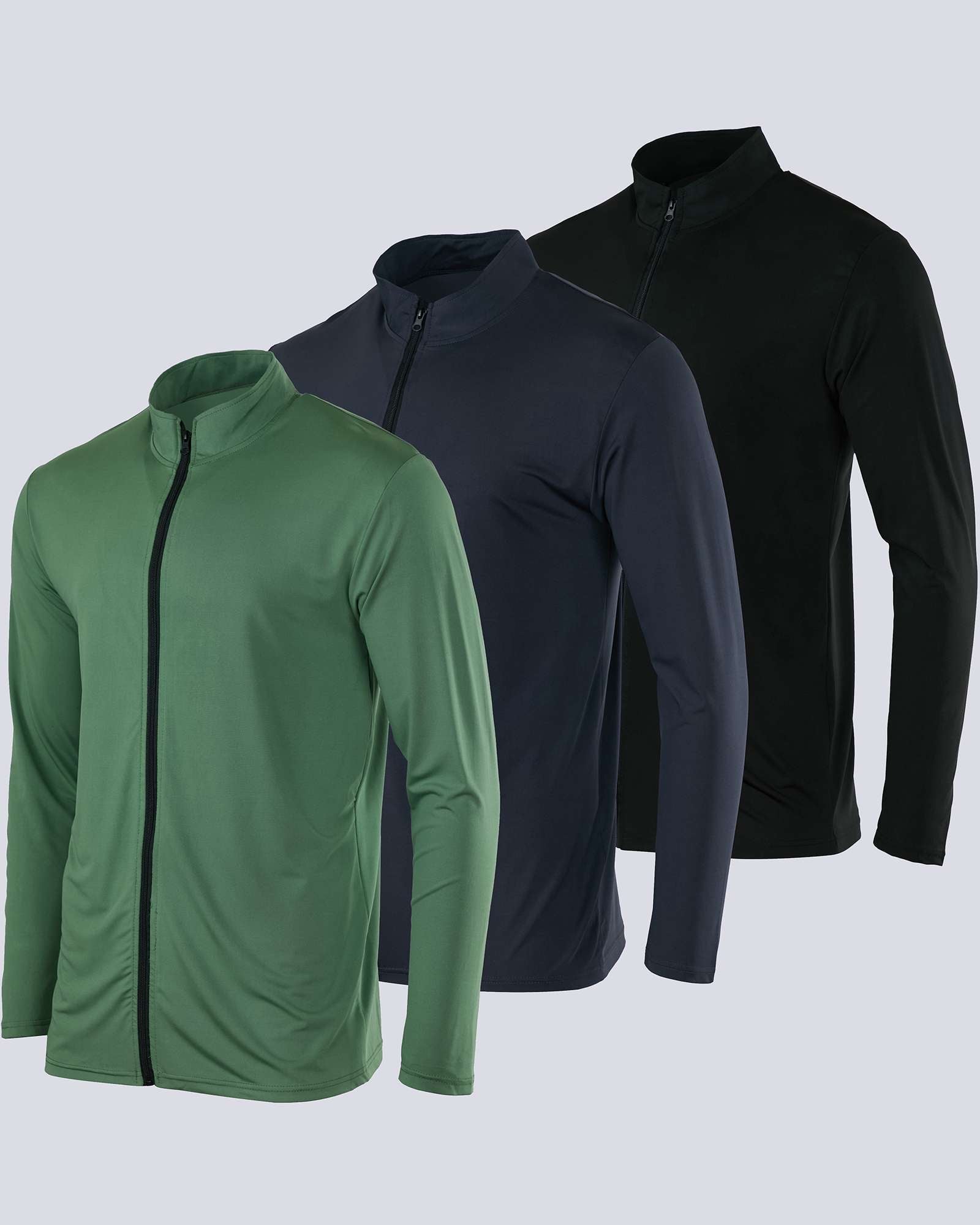 3 Pack: Mens Dry-Fit Full Zip Mock Neck Jacket