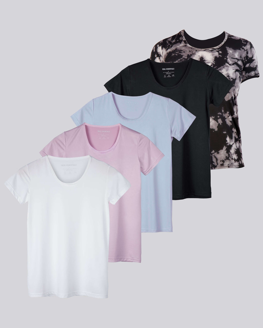 5 Pack: Womens Dry Fit Short-Sleeve Crew Neck Active T-Shirt