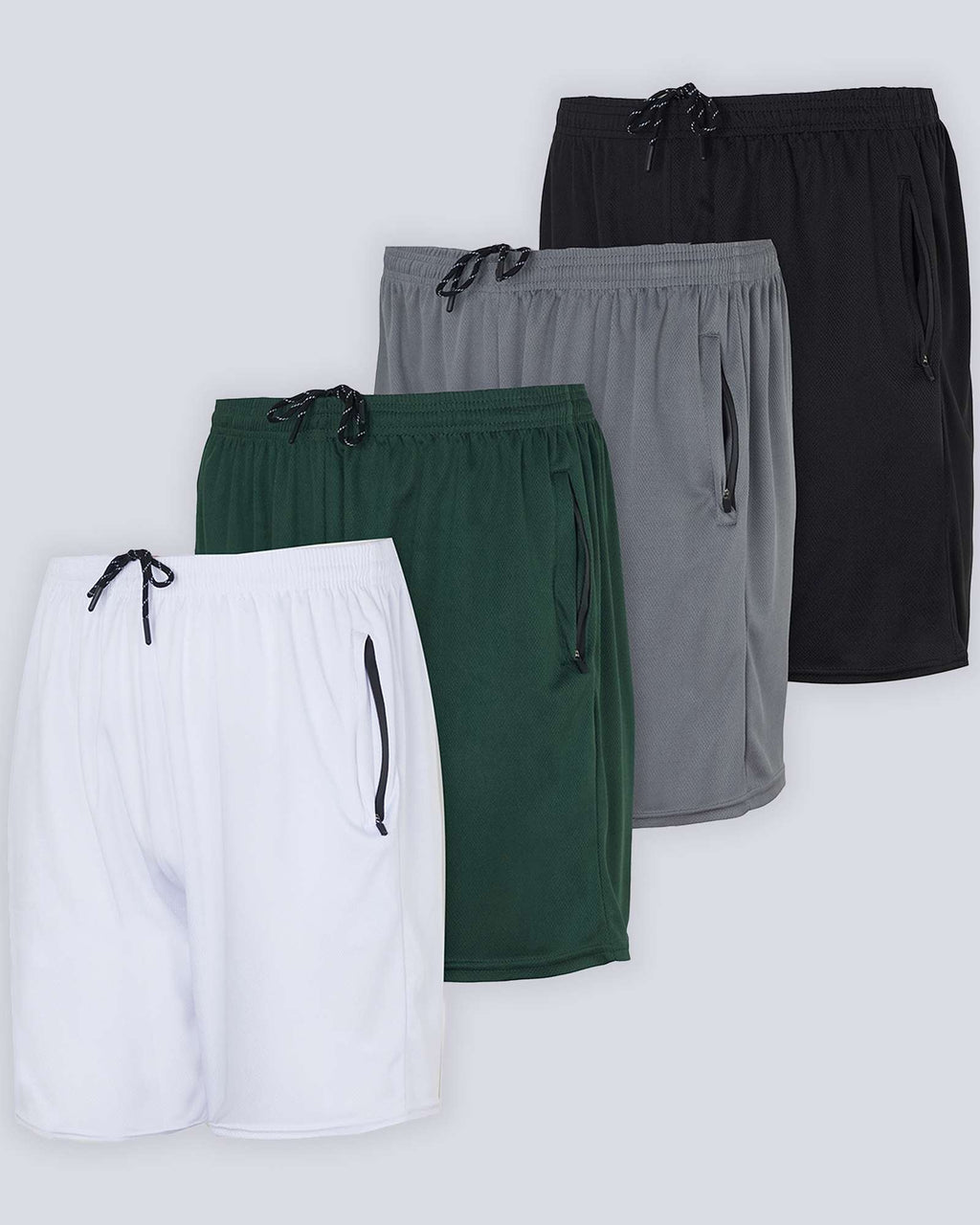 4 Pack: 7" Athletic Running Quick Dry Mesh Shorts with Zipper Pockets (Available In Big & Tall)