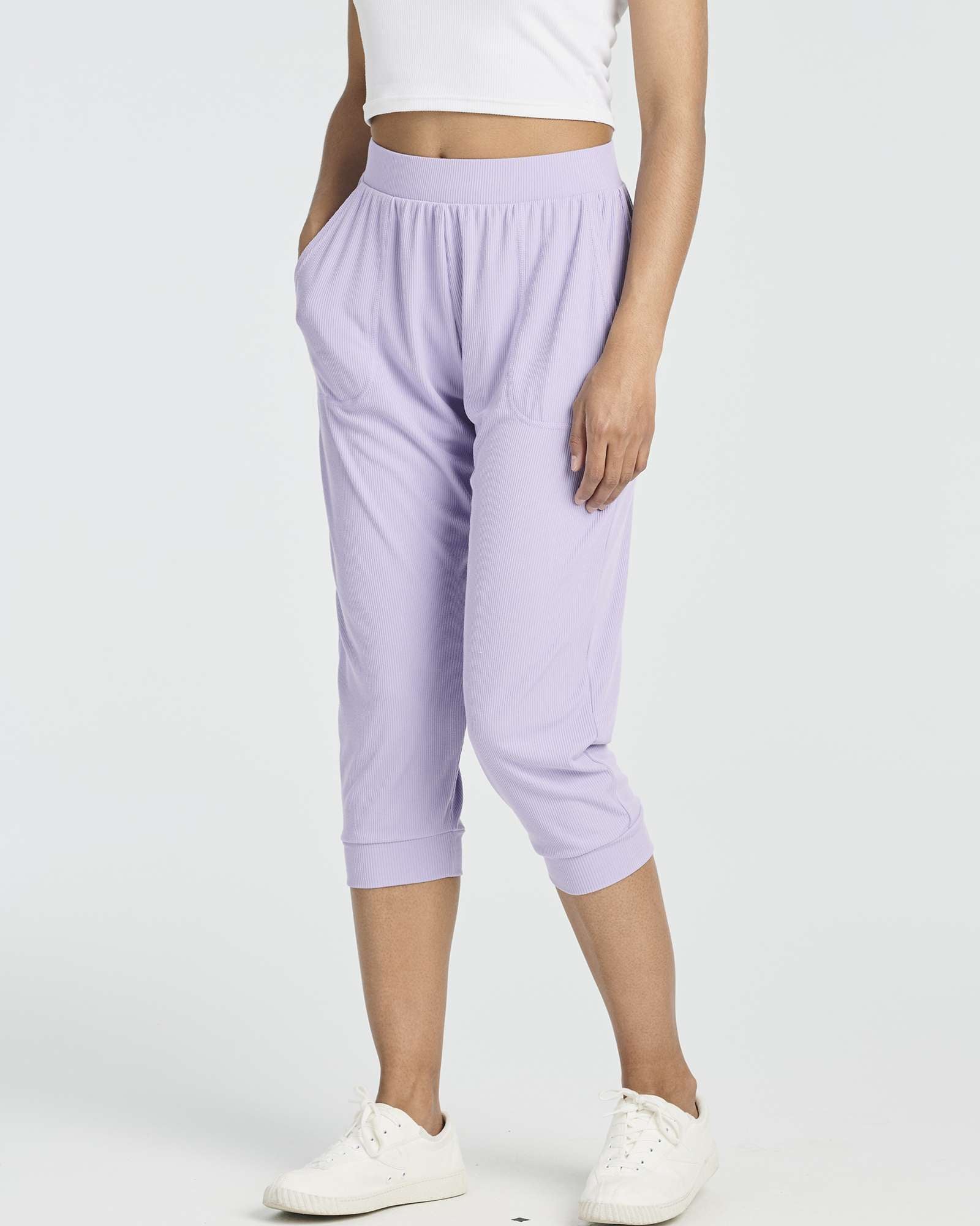 3 Pack: Women's Ribbed Capri Jogger Lounge Sweatpants