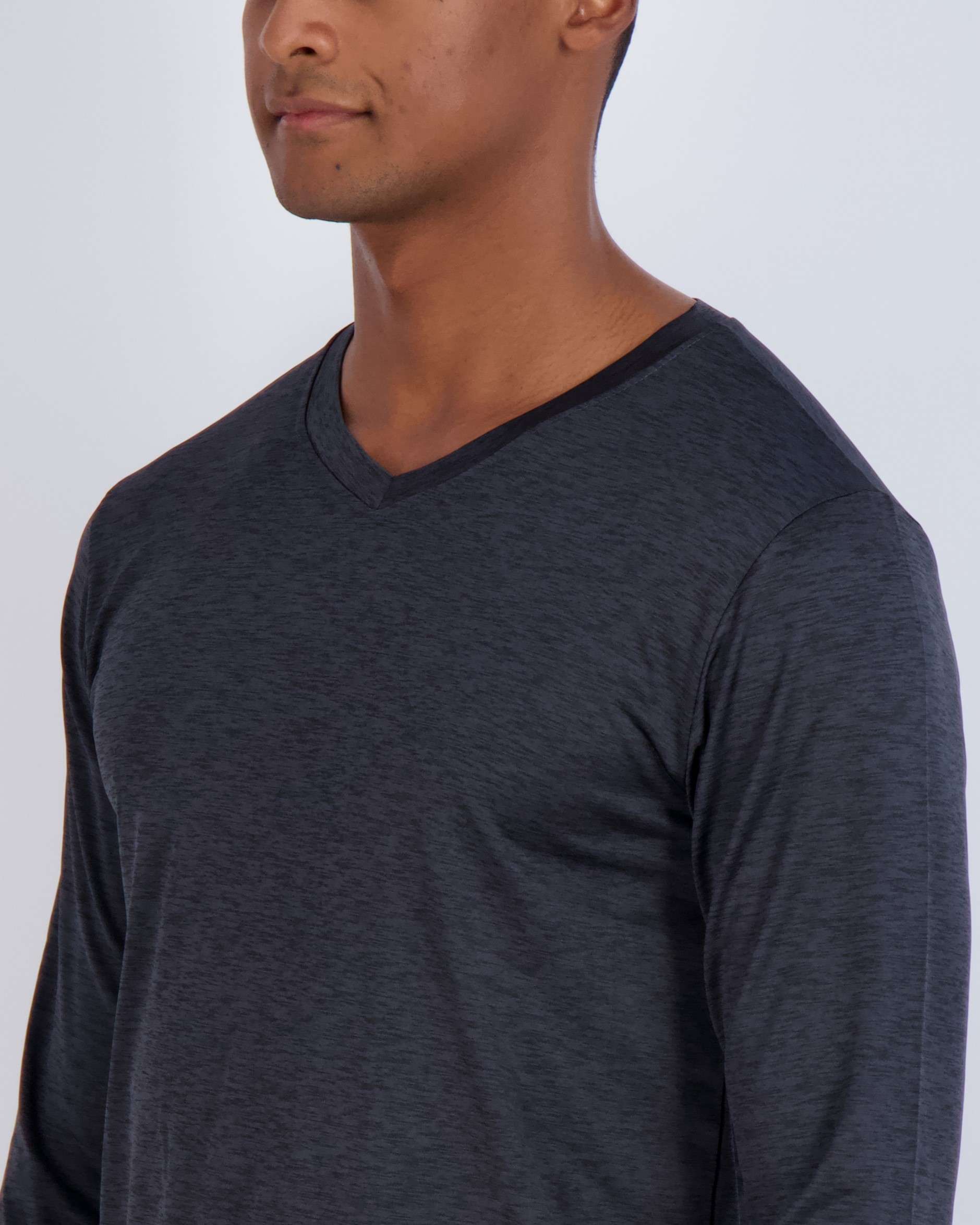 4 Pack: Mens V-Neck Long Sleeve Dry Fit T-Shirt