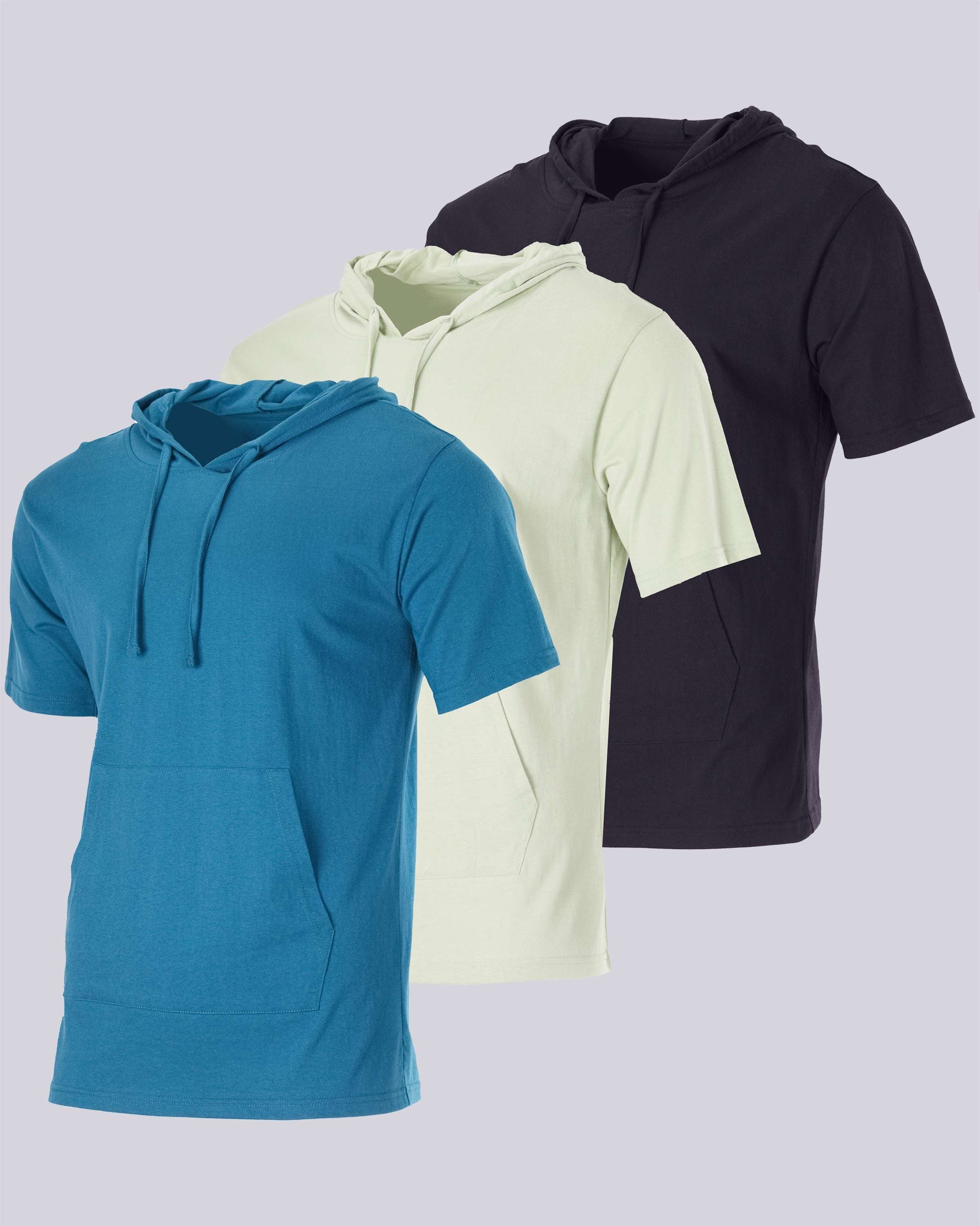 Men's Cotton Short-Sleeve Hoodie Hooded T-Shirt With Drawstring & Pockets (Available in Big & Tall)