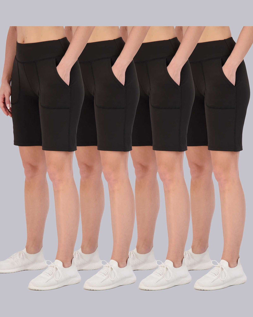 4 Pack: Women's 9" Bermuda Shorts with Pockets