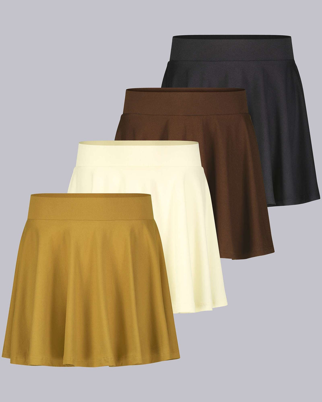 4 Pack: Women's Soft Casual Pleated Mini Skirt