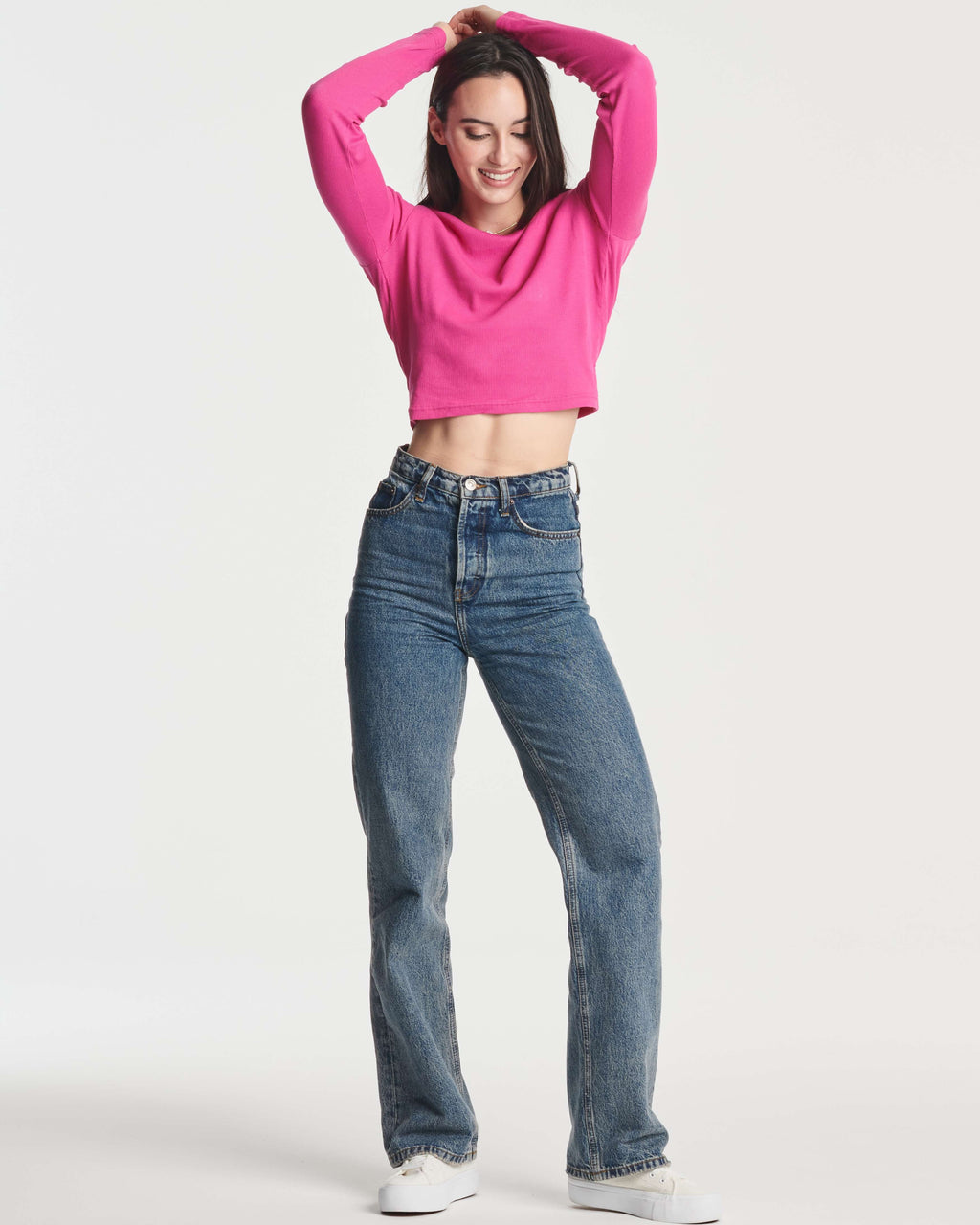 4 Pack: Women's Long Sleeve Ribbed Knit Crop Top (Available in Plus Size)