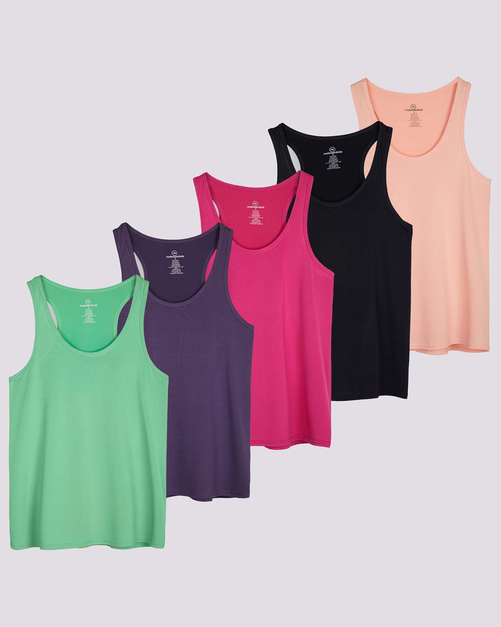 5 Pack: Womens Dry-Fit Racerback Tank Top