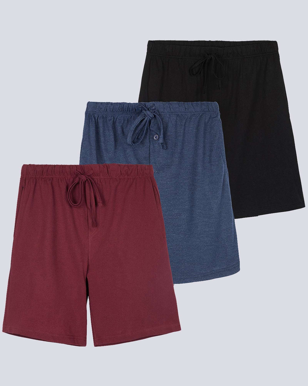 3 Pack:Mens Cotton Sleep Pajama Lounge Shorts