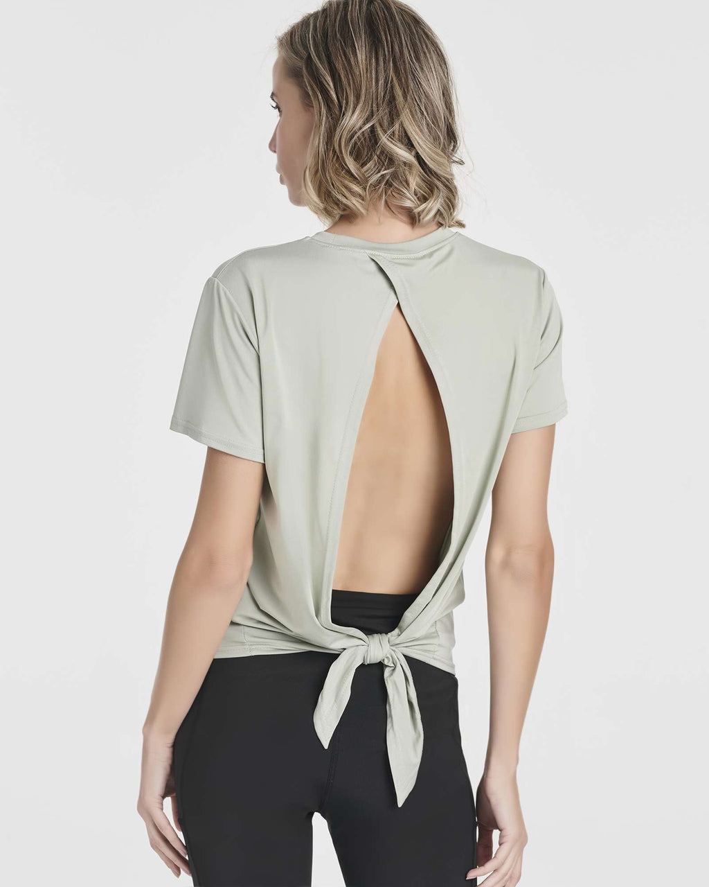 5 Pack: Women's Short Sleeve Open Back Tie Back Dry-Fit T-Shirt