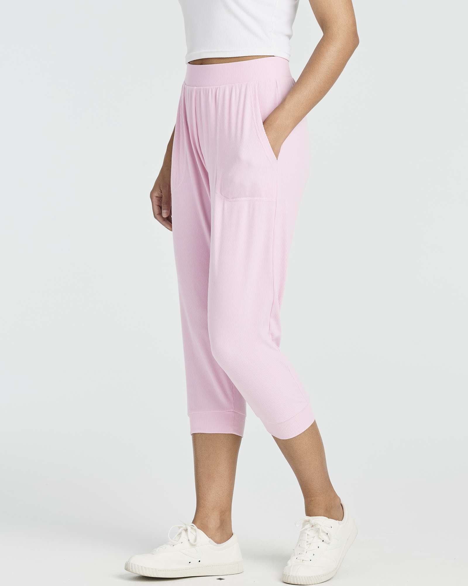 3 Pack: Women's Ribbed Capri Jogger Lounge Sweatpants