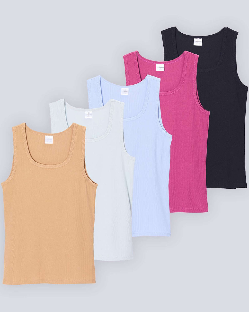 5 Pack: Women's Ribbed Sleeveless Tank Top - Yoga Casual Tops