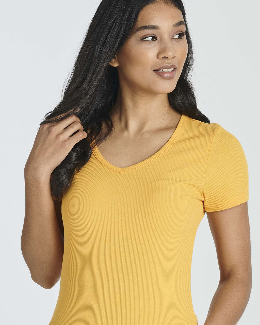 5 Pack: Women's Soft Ribbed Short Sleeve V-Neck T-Shirt