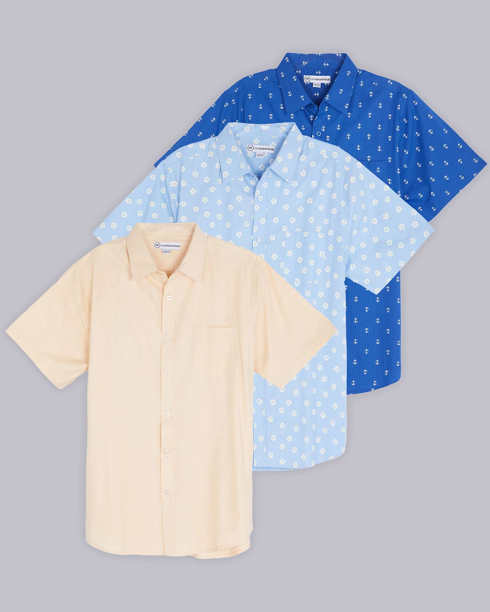 3 Pack: Men's Short-Sleeve Poplin Shirt (Available In Big & Tall)