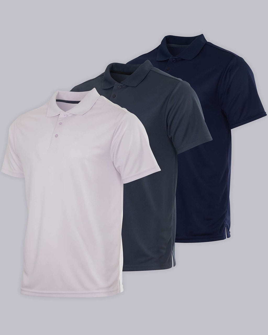 3 Pack: Mens Quick-Dry Short Sleeve Performance Polo Shirt