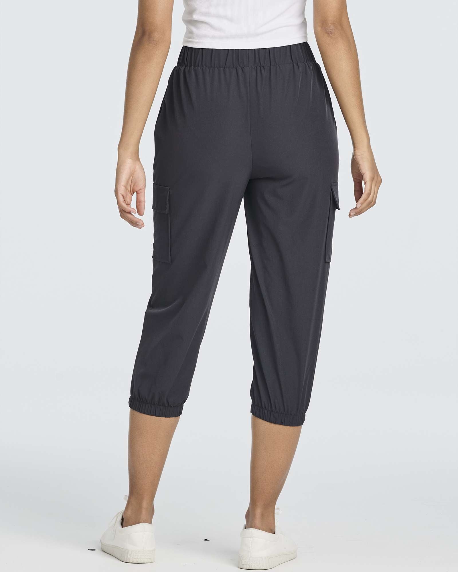 3 Pack: Women's Woven Cargo Capri Jogger Pants