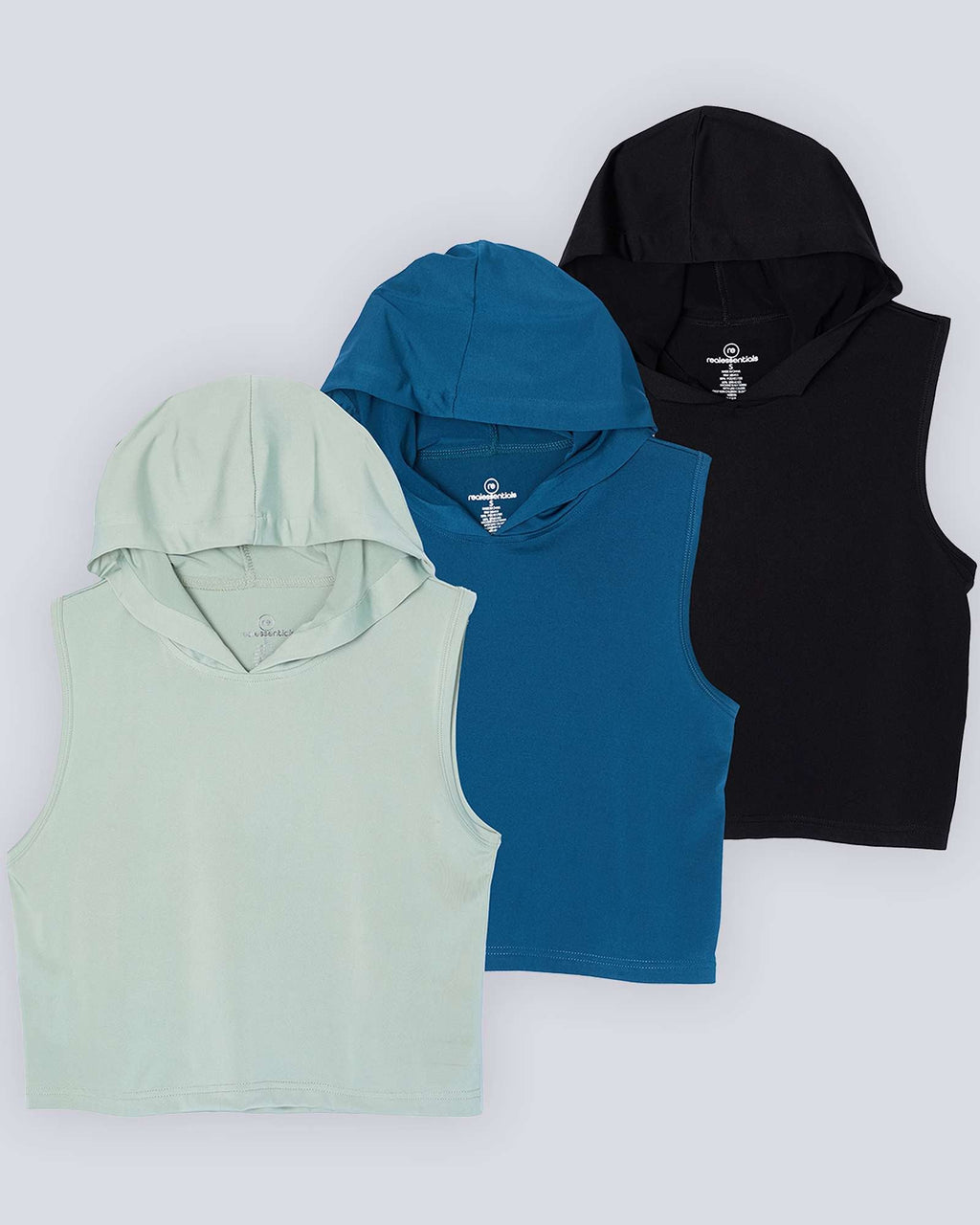 3 Pack: Women's Sleeveless Cropped Tank Top Hoodie