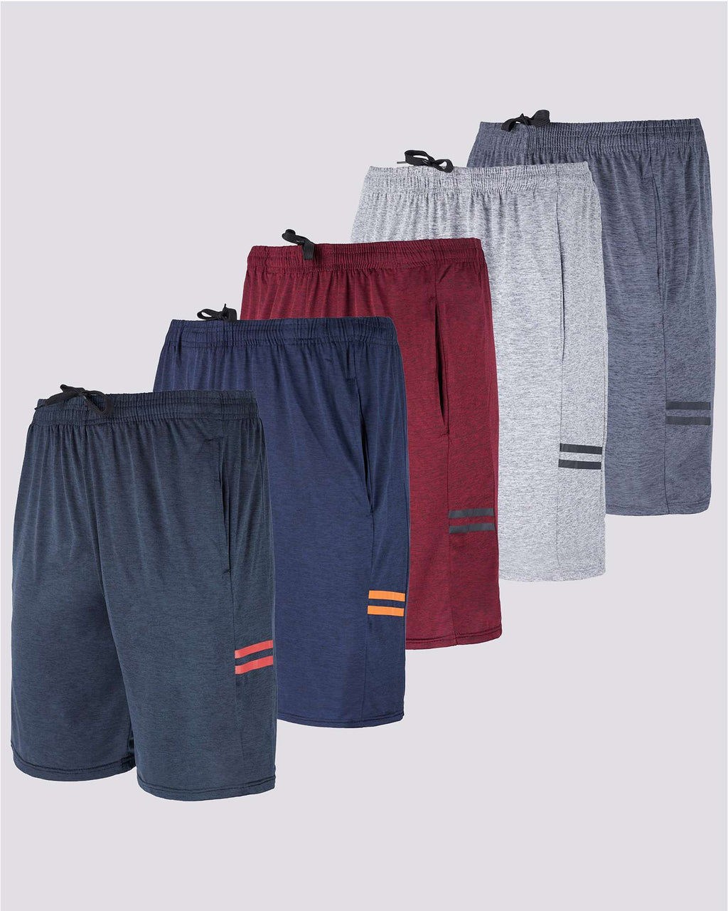 5 Pack: Mens Dry-Fit Active Performance Shorts