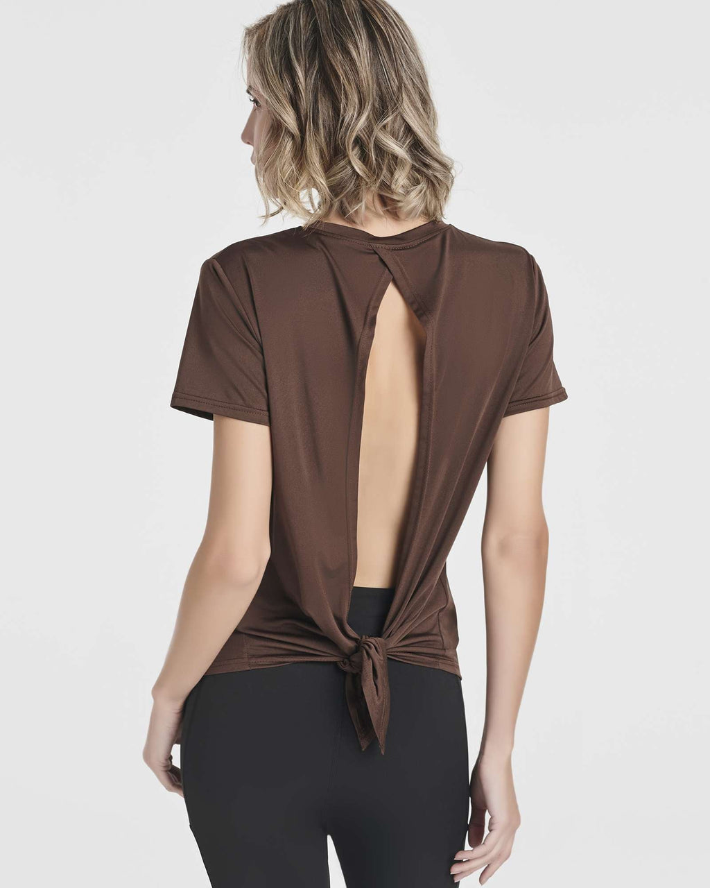 5 Pack: Women's Short Sleeve Open Back Tie Back Dry-Fit T-Shirt