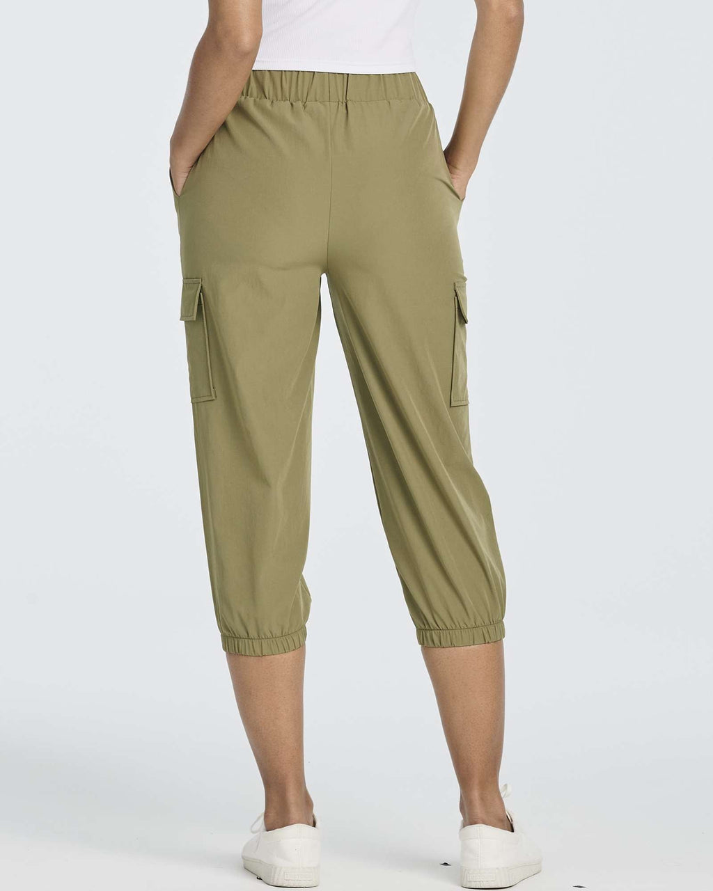 3 Pack: Women's Woven Cargo Capri Jogger Pants