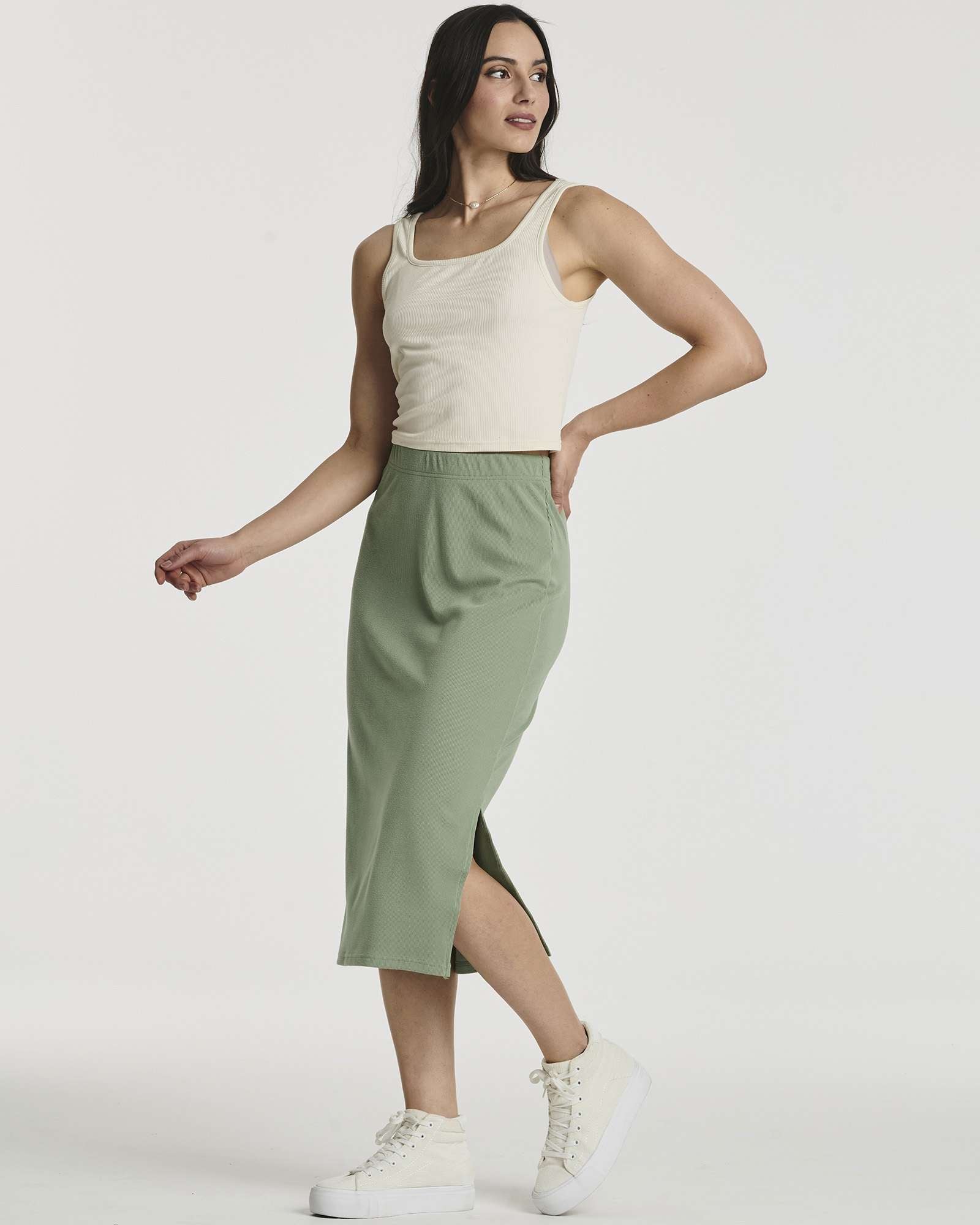 3 Pack: Women's Midi Ribbed Knit Skirt