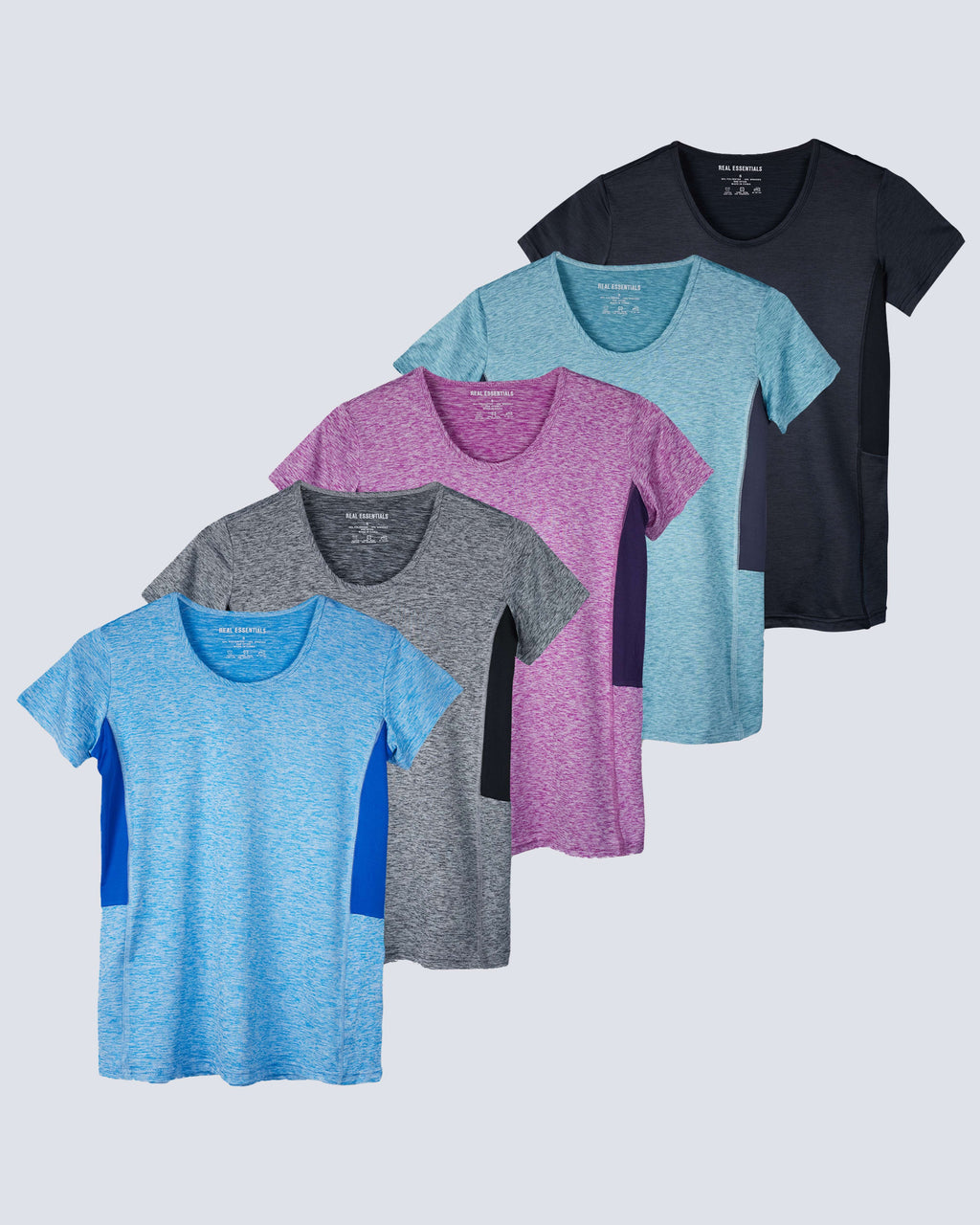 5 Pack: Womens Dry Fit Short-Sleeve Crew Neck Active T-Shirt