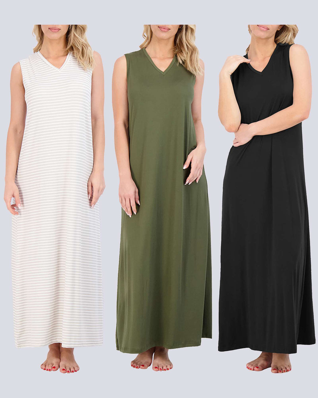 3 Pack: Women's Soft Tank Nightgown (Available in Plus Size)