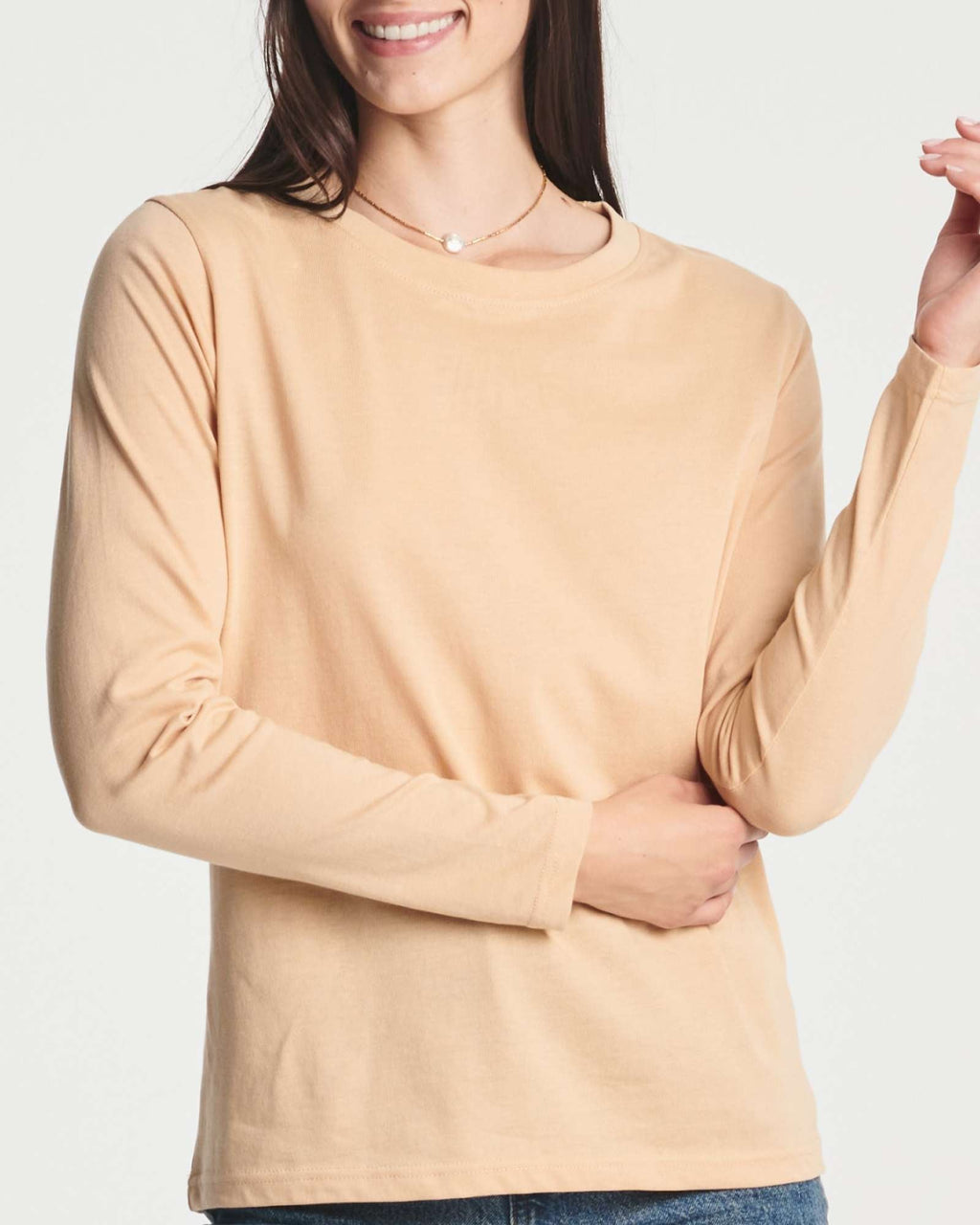 4 Pack: Women's Cotton Classic-Fit Long-Sleeve Crewneck T-Shirt (Available in Plus Size)