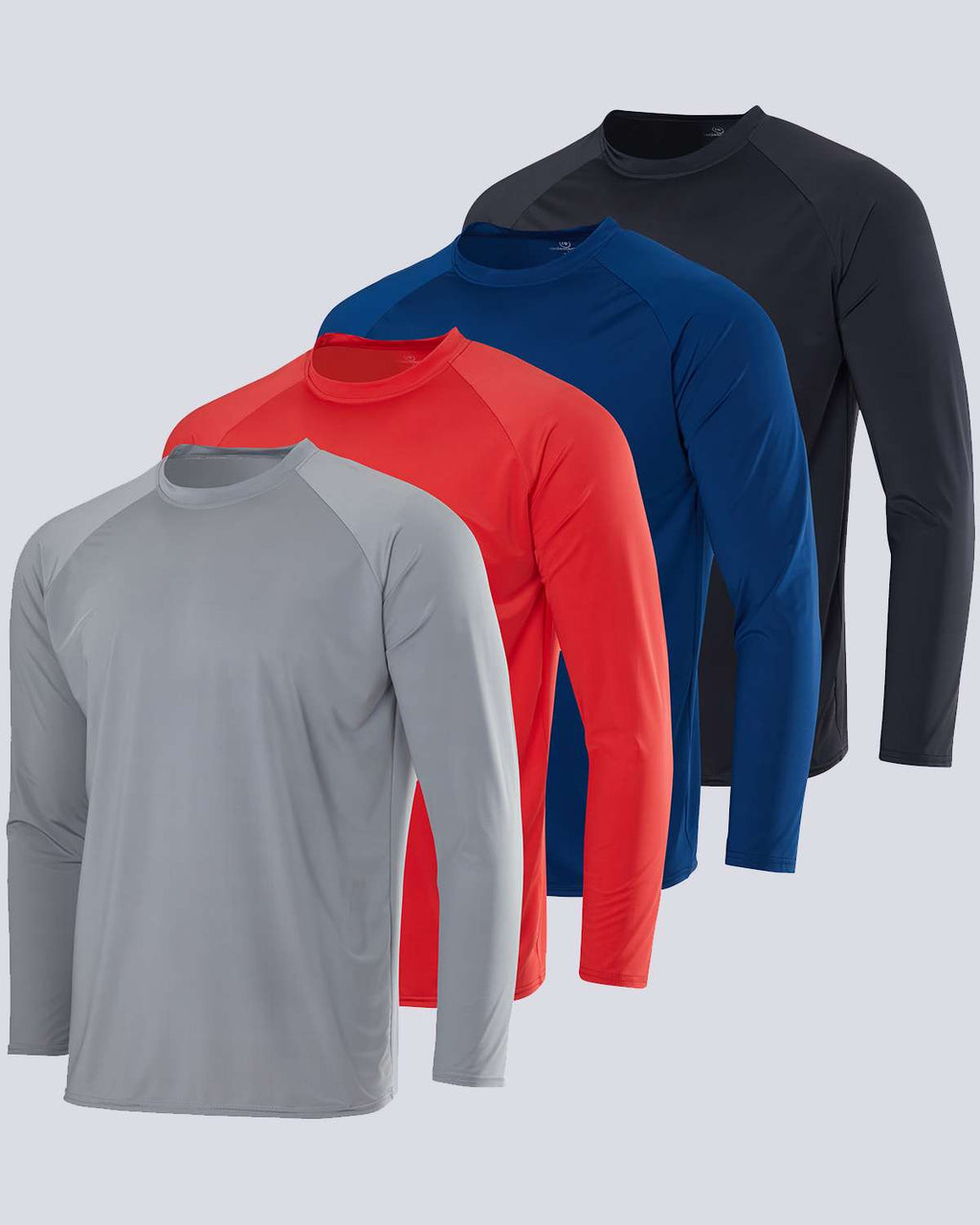 4 Pack: Men's Long Sleeve Rash Guard Shirt (Available In Big & Tall)