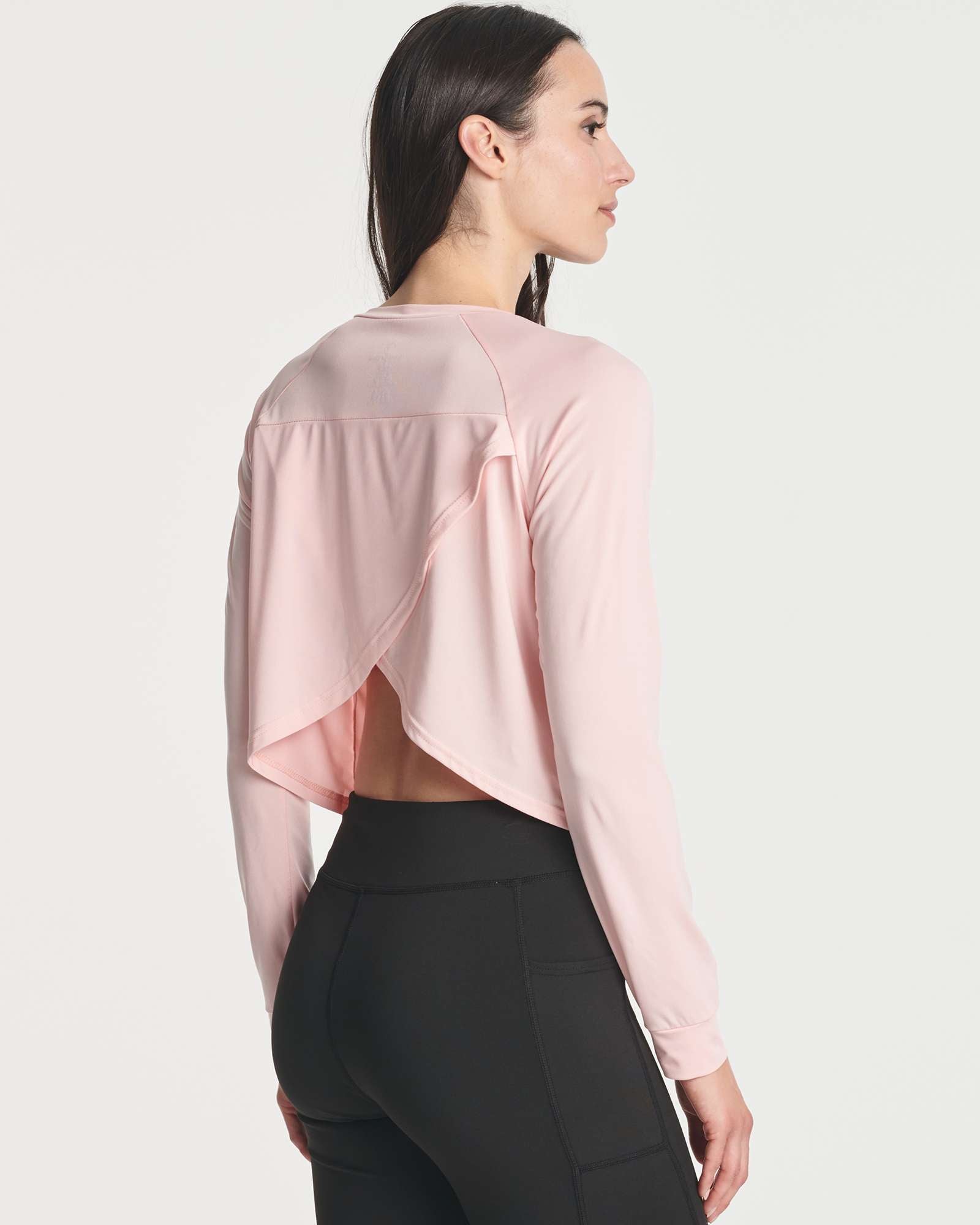 4 Pack: Women's Long Sleeve Petal Back Crop Top (Available in Plus Size)