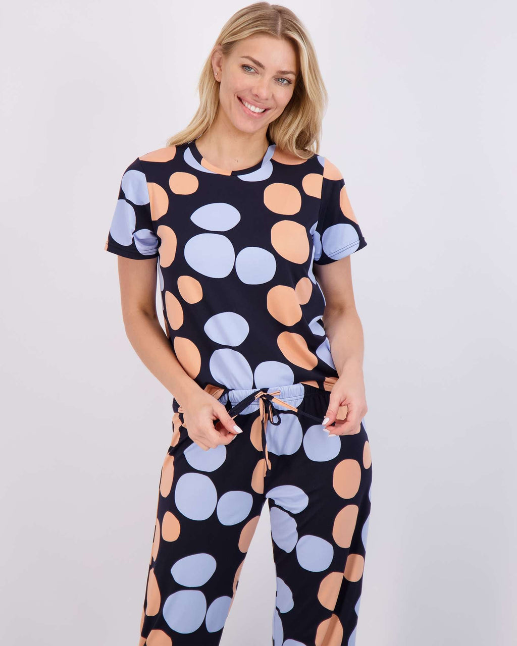 2 Pack: Women's Short-Sleeve PJ Top with Capri Pants