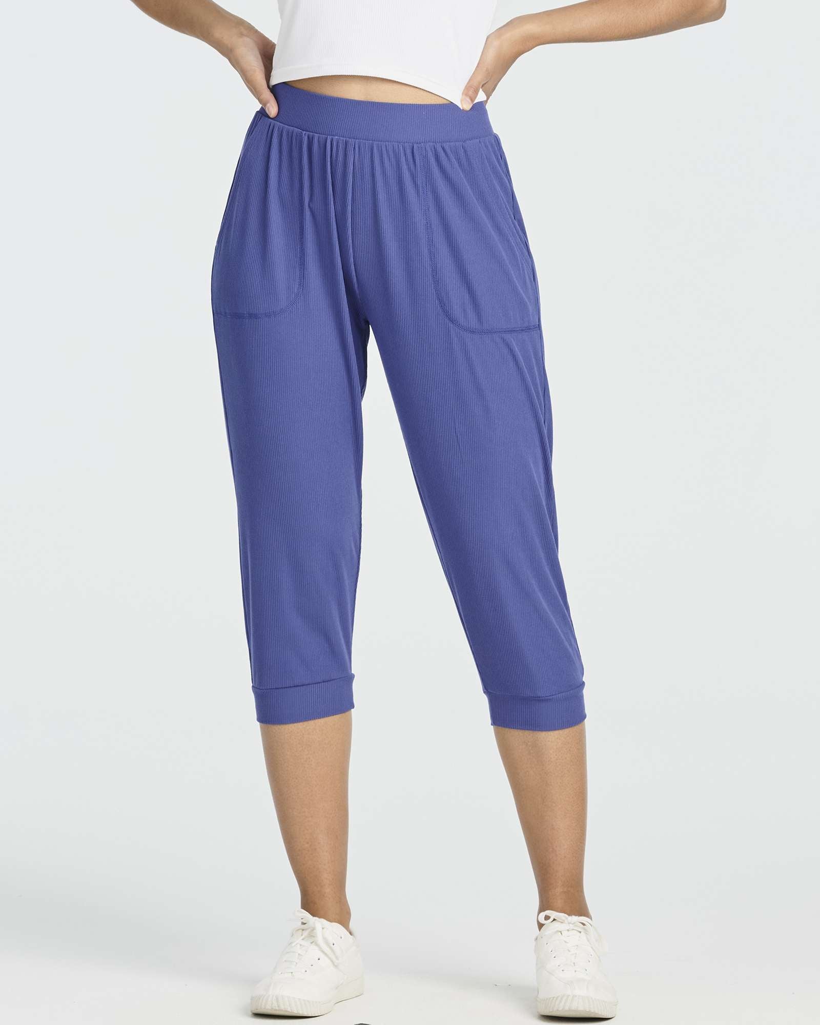 3 Pack: Women's Ribbed Capri Jogger Lounge Sweatpants