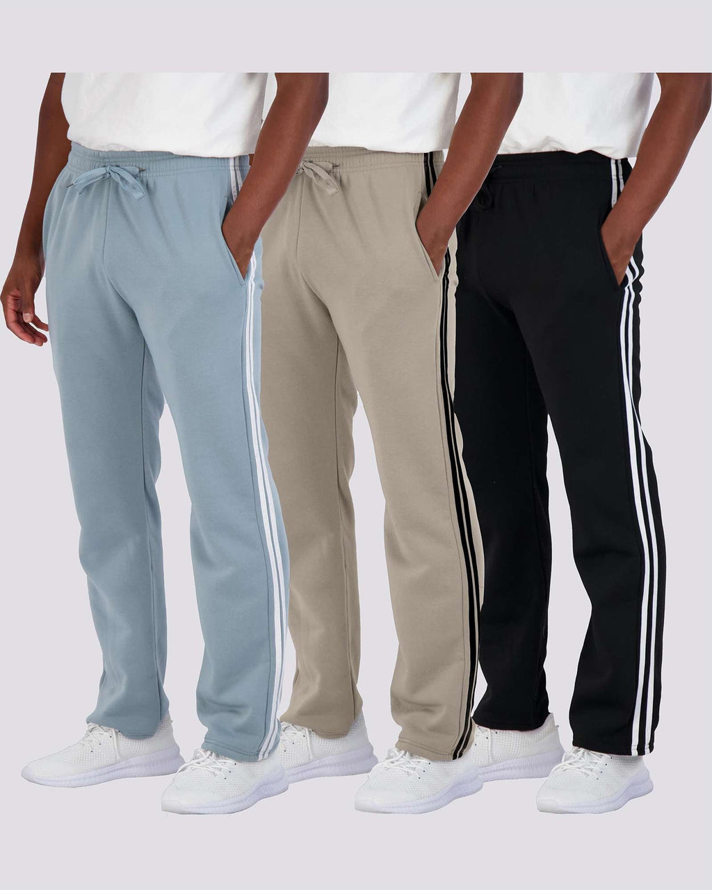3 Pack: Mens Fleece Open Bottom Sweatpants