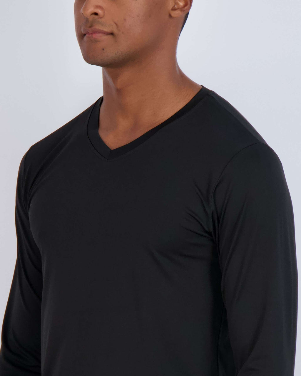 4 Pack: Mens V-Neck Long Sleeve Dry Fit T-Shirt