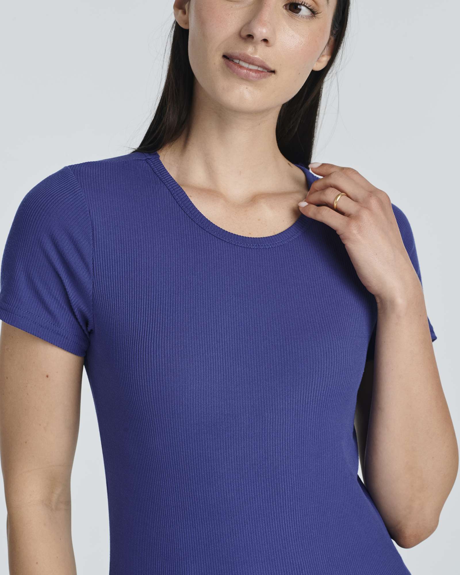 4 Pack: Women's Ribbed Knit Short Sleeve T-Shirt (Available in Plus)