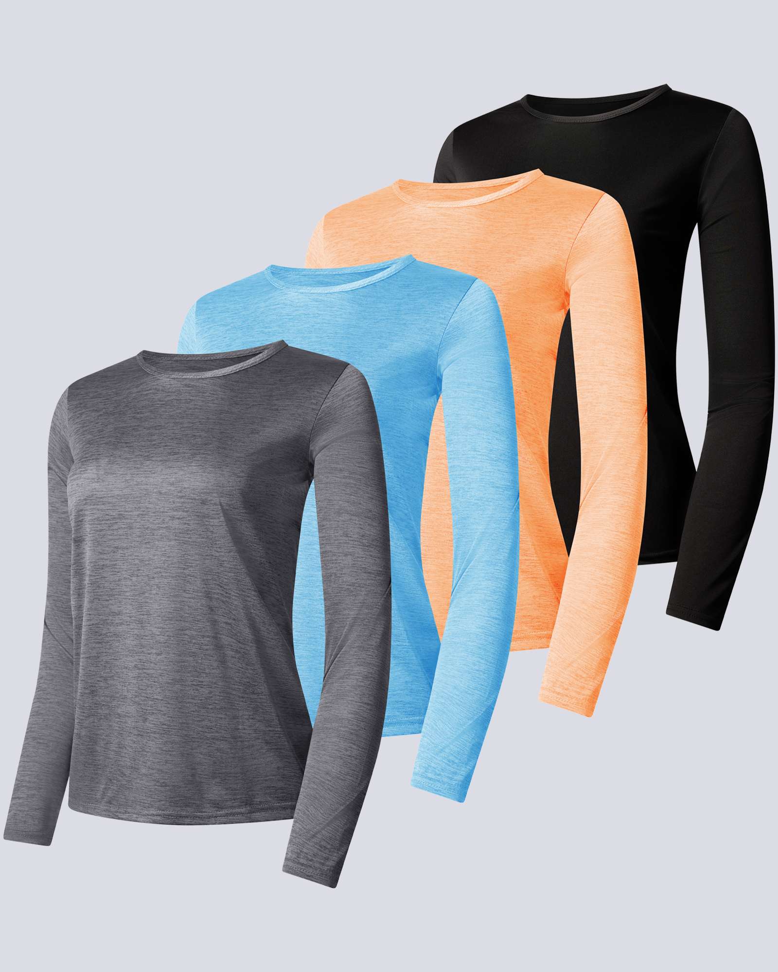 4 Pack: Womens Dry-Fit Active Long-Sleeve T-Shirt
