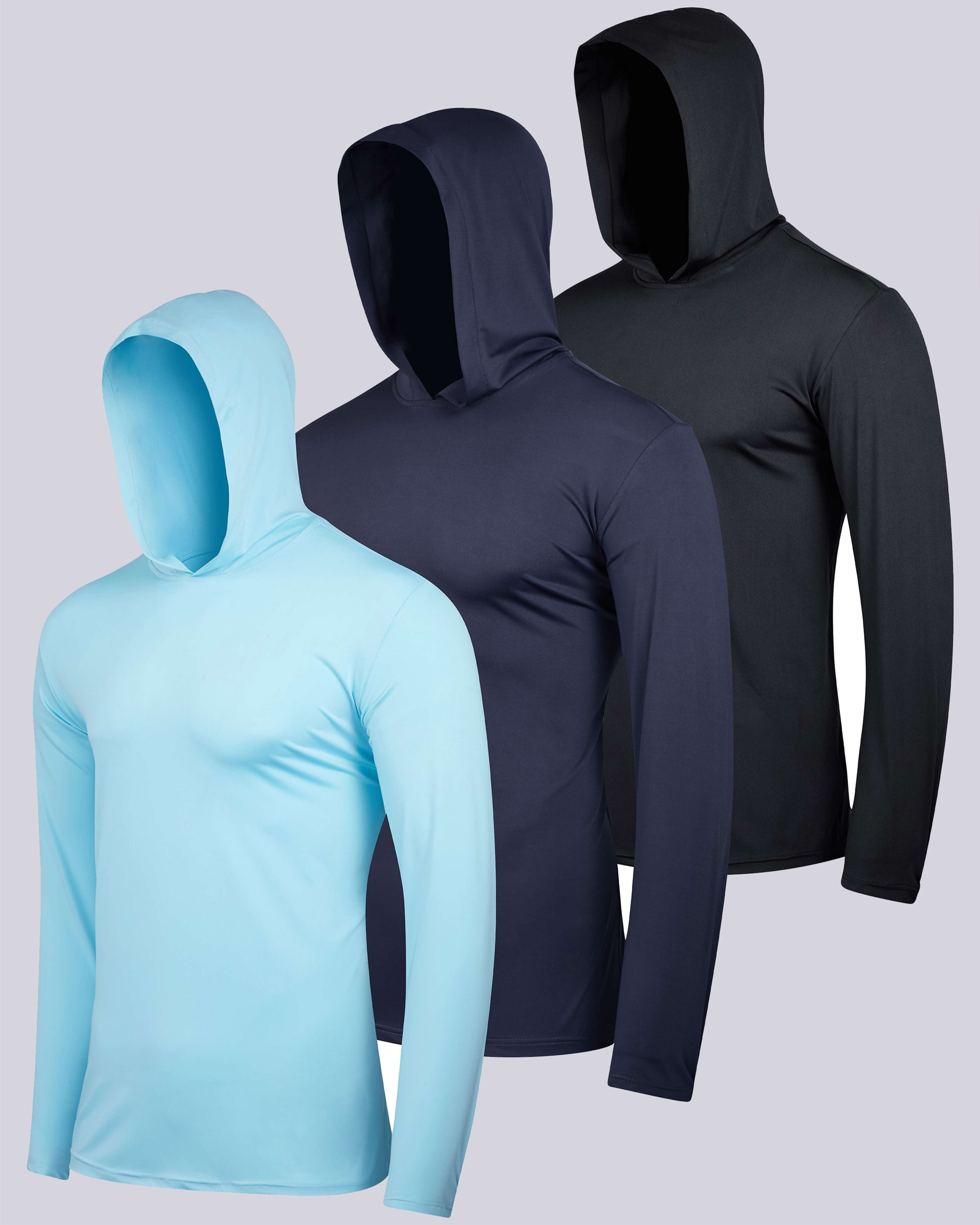 3 Pack: Mens Dry Fit Active Hoodie Pullover Sweatshirt
