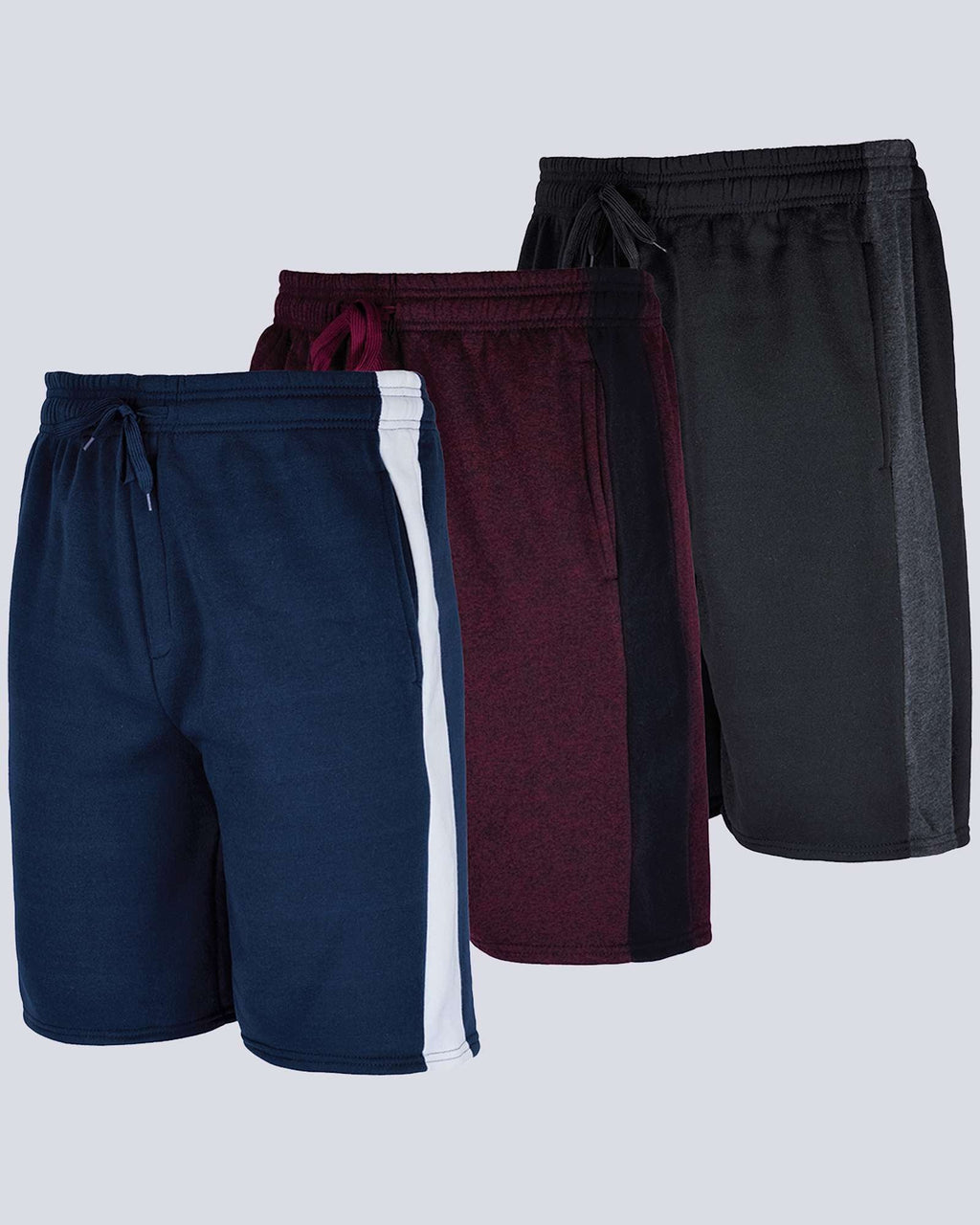 3 Pack: Mens 9" Fleece Casual Lounge Shorts