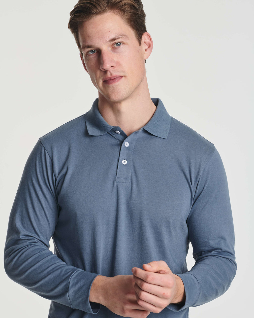 3 Pack: Men's Cotton Jersey Long-Sleeve Polo Shirt (Available in Big & Tall)
