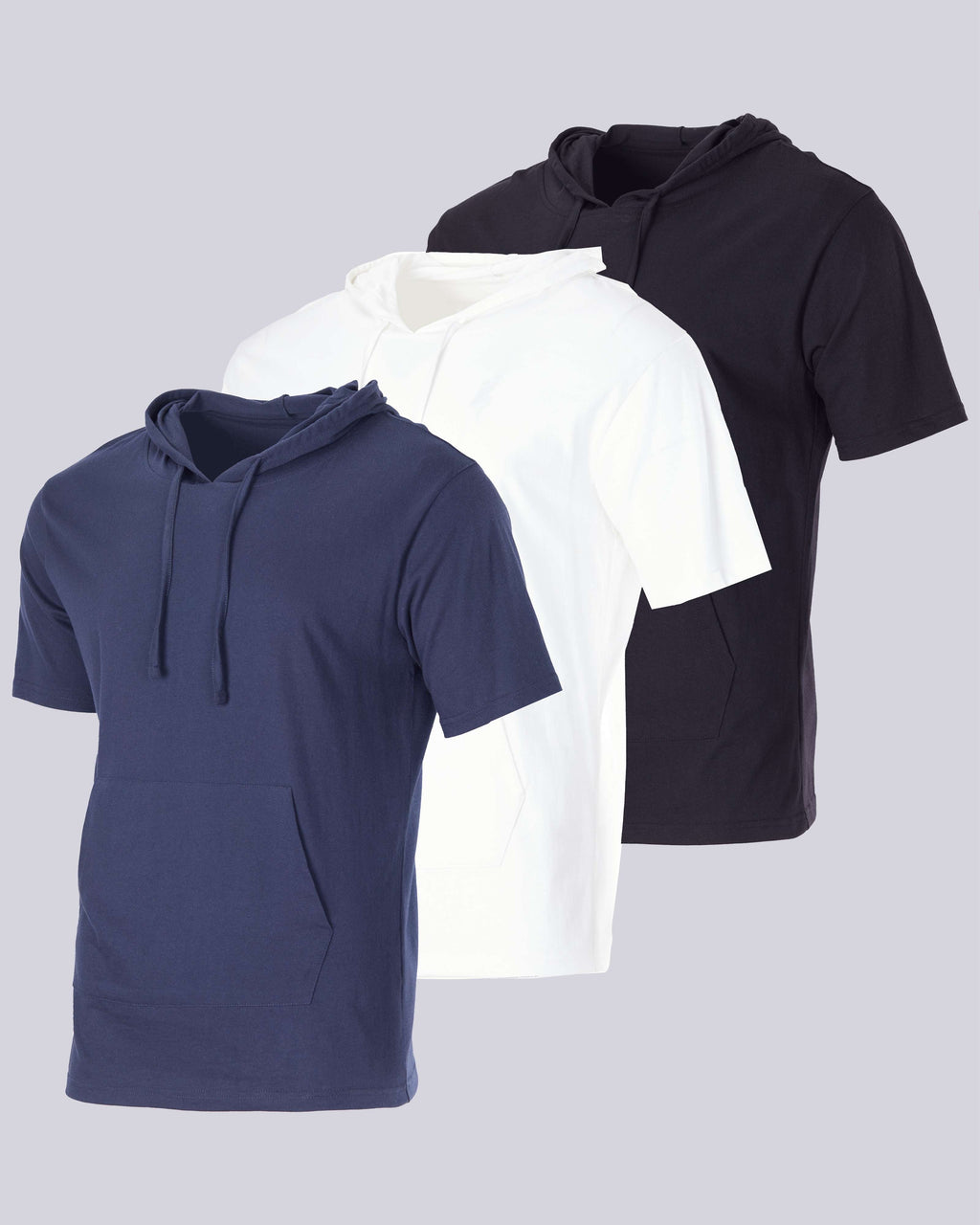 Men's Cotton Short-Sleeve Hoodie Hooded T-Shirt With Drawstring & Pockets (Available in Big & Tall)