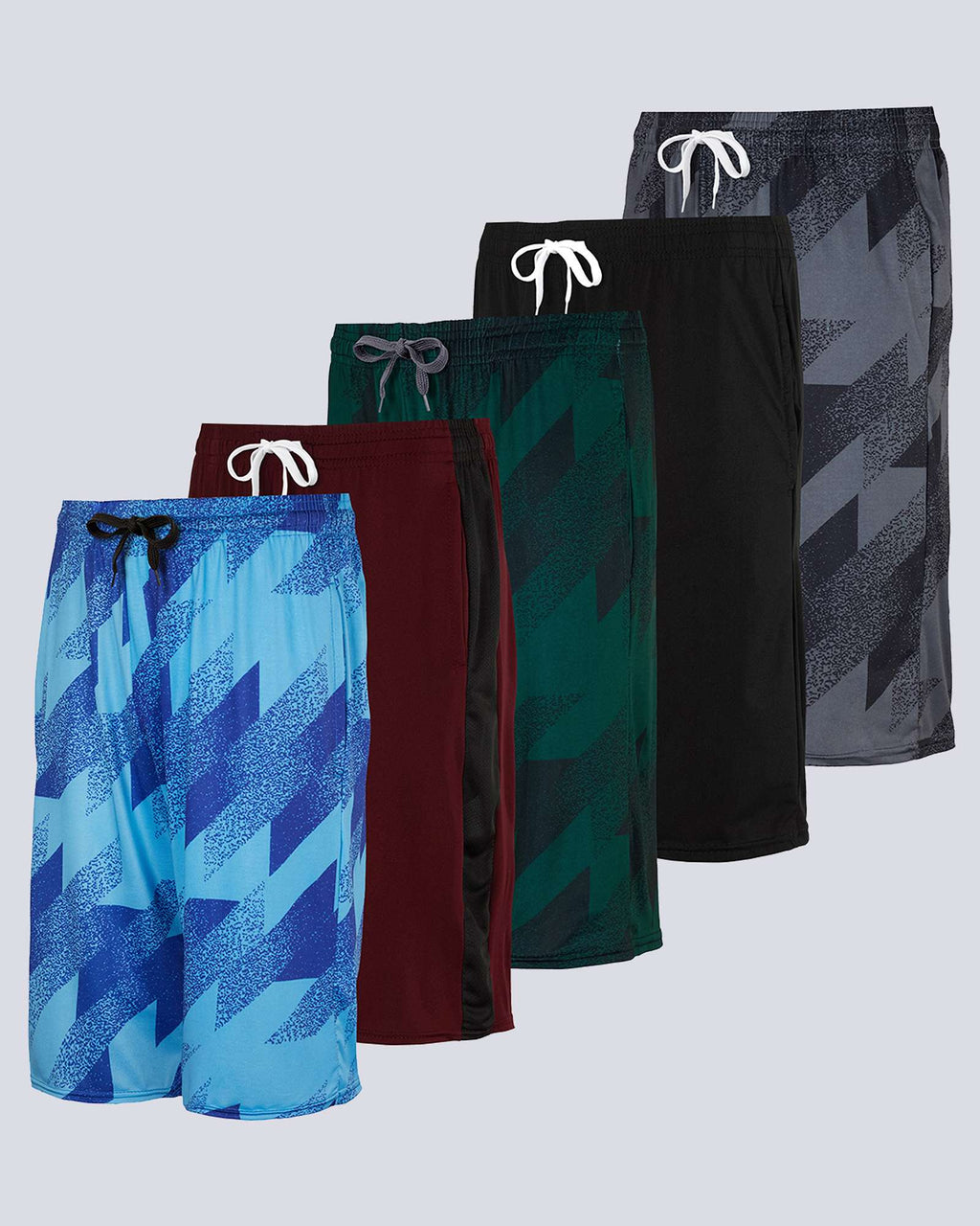 5 Pack: Boys Printed Dry Fit Active Shorts