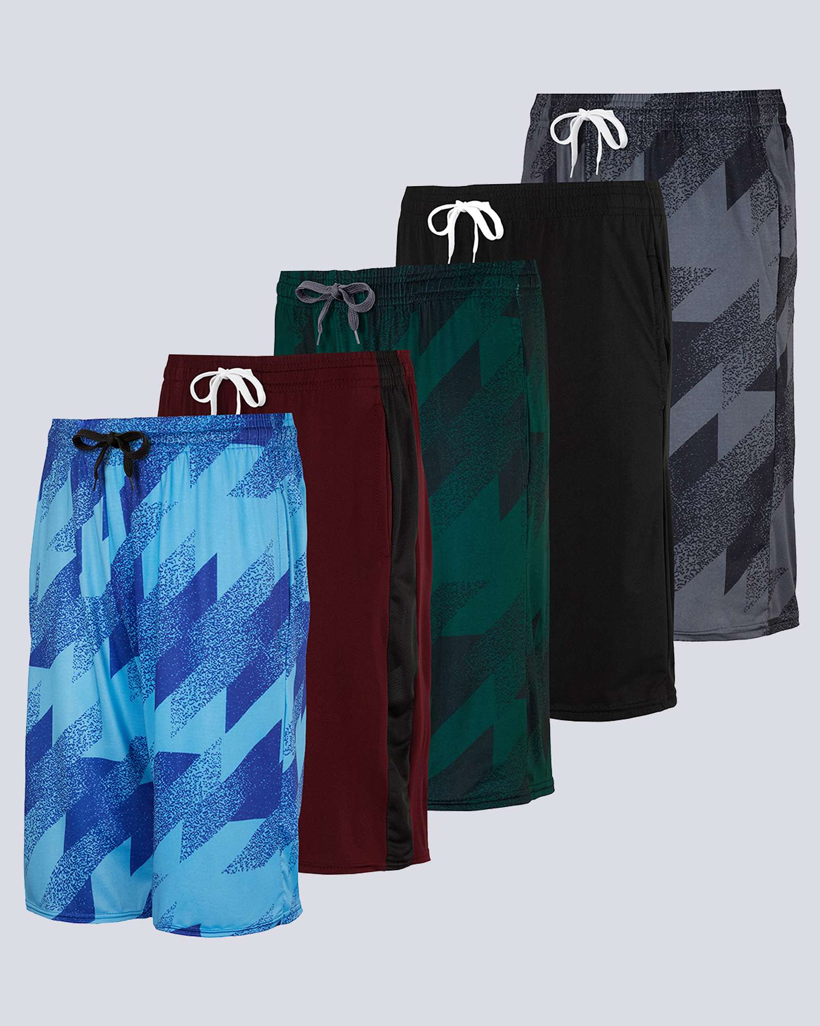 5 Pack: Boys Printed Dry Fit Active Shorts