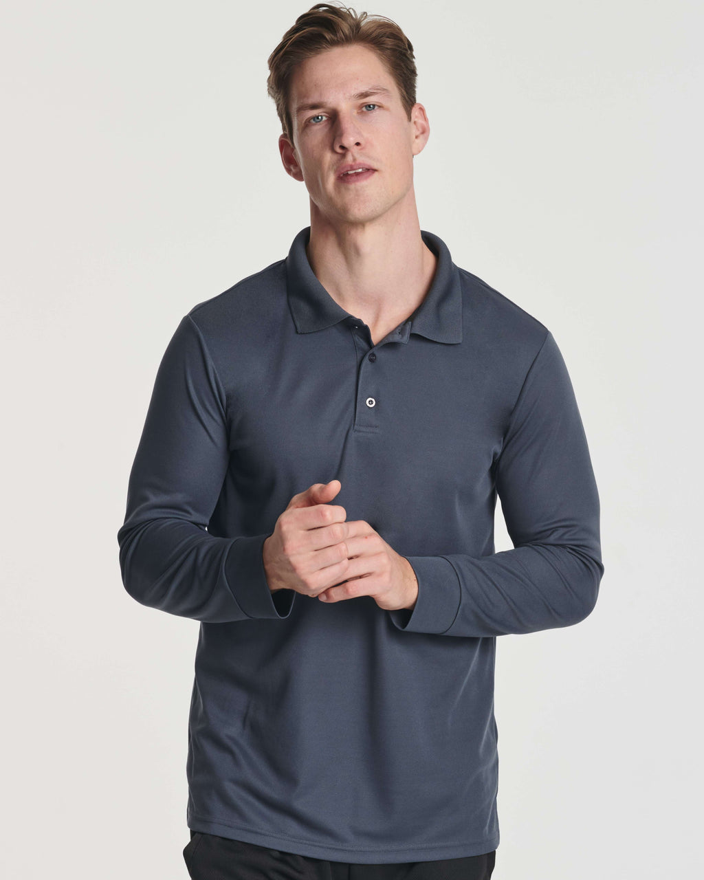 3 Pack: Men's Dry Fit Long-Sleeve Polo Shirt (Available in Big & Tall)