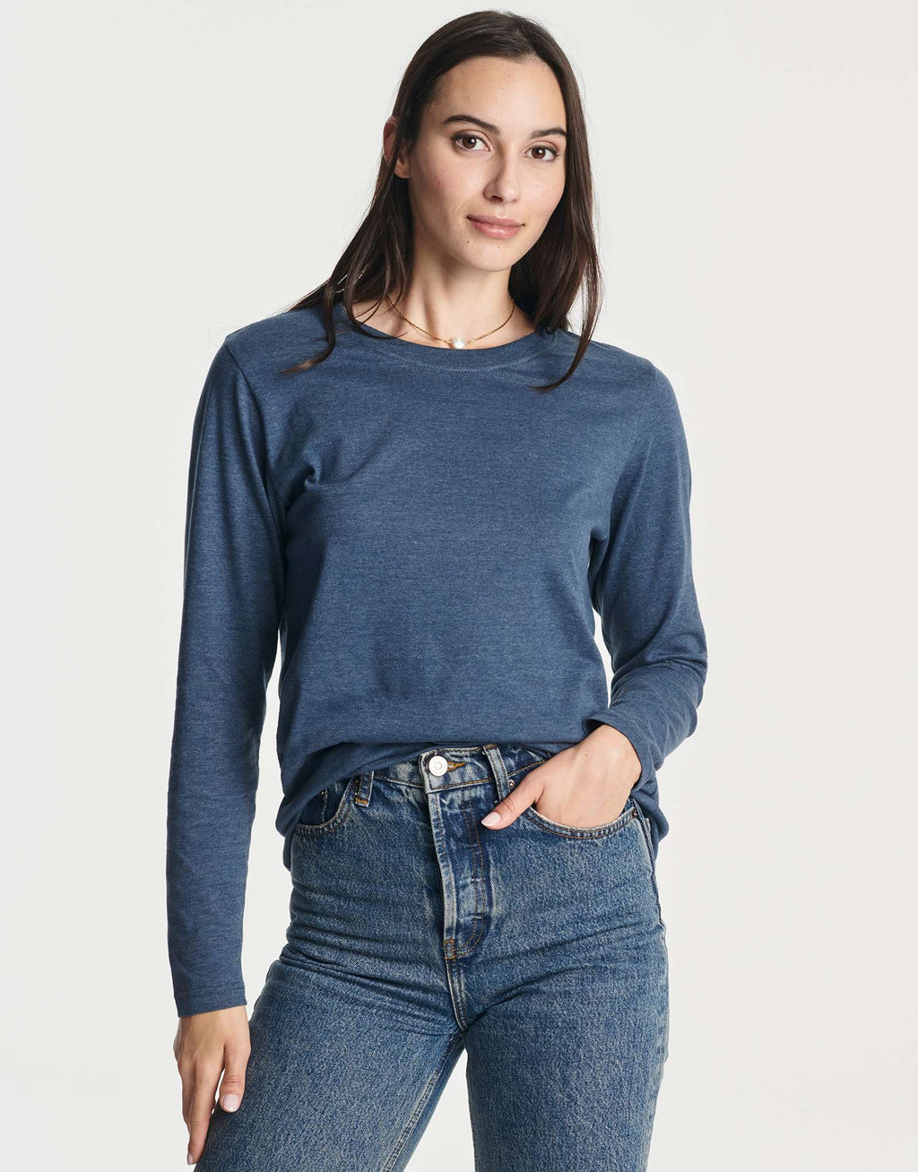 4 Pack: Women's Cotton Classic-Fit Long-Sleeve Crewneck T-Shirt (Available in Plus Size)