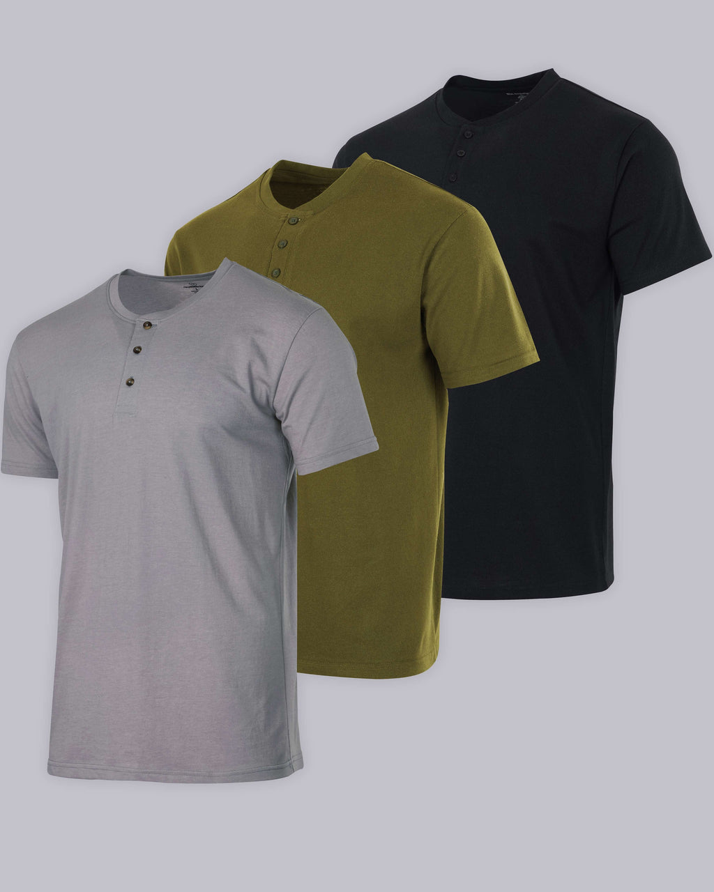 3 Pack: Mens Cotton Short Sleeve Henley T-Shirt