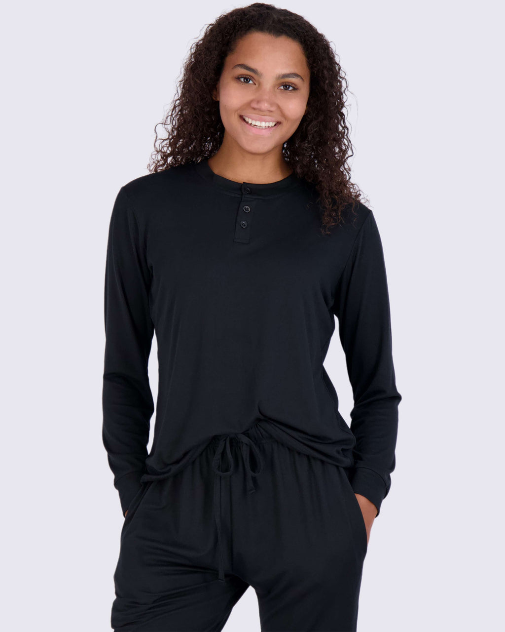 4 Piece: Womens Long Sleeve Henley & Jogger Lounge Pajama Set