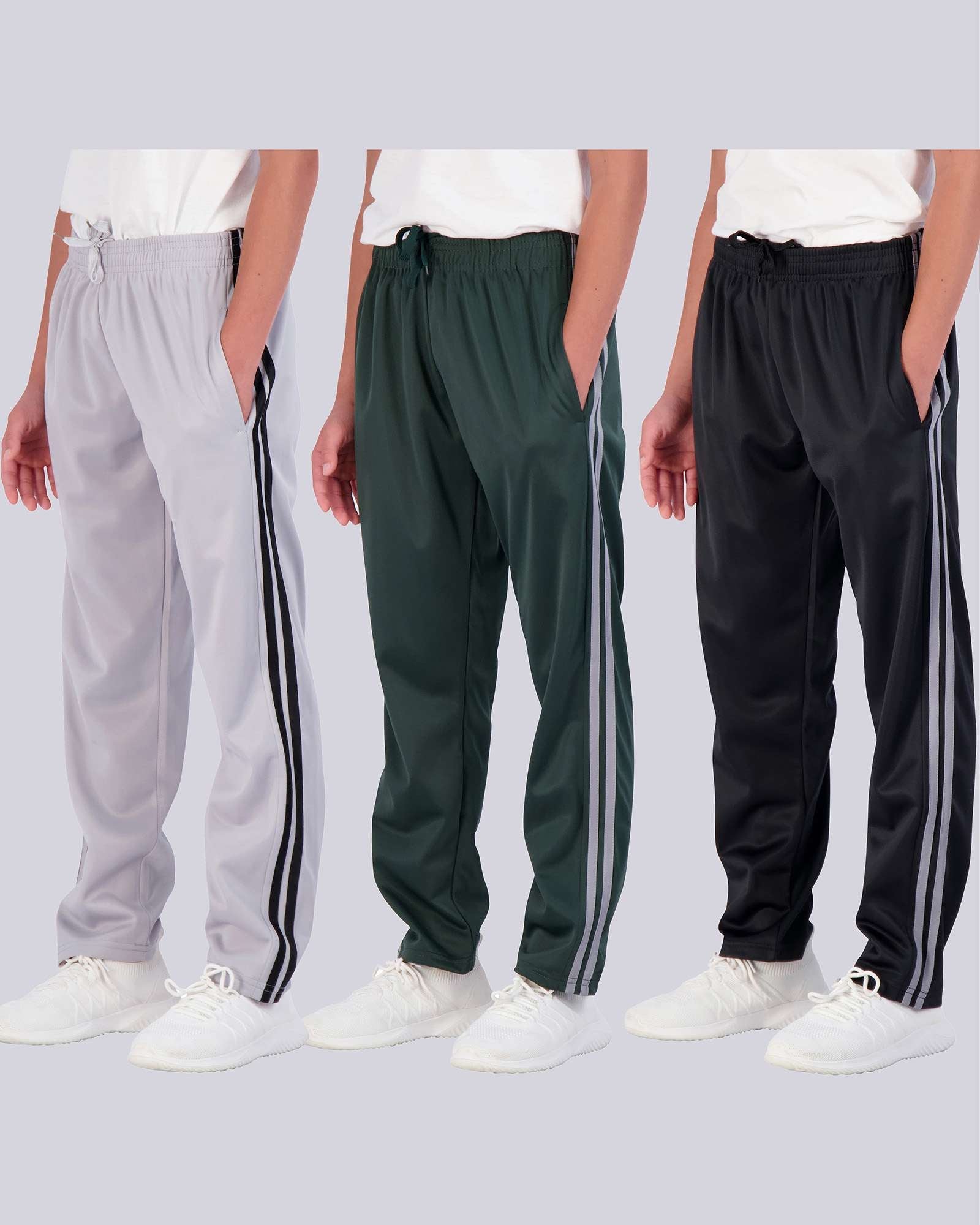 3 Pack: Boys Tricot Open Bottom Fleece-Lined Sweatpants