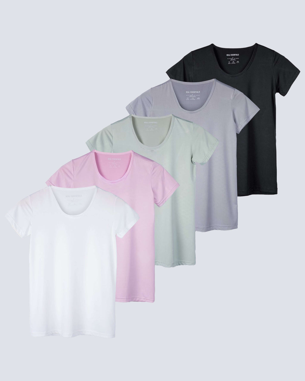 5 Pack: Womens Dry Fit Short-Sleeve Crew Neck Active T-Shirt